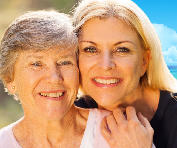 Portrait of older woman and younger woman